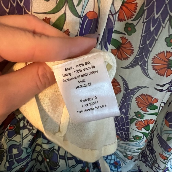 Hemant & Nandita Istanbul Silk Multi Color Print Tiered Mini Dress Size S - Picture 8 of 10